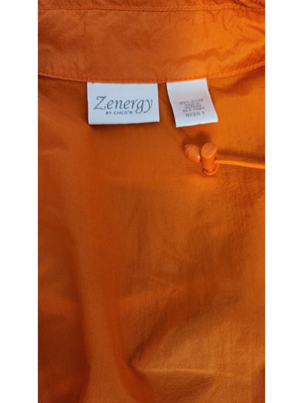 Chicos Zenergy USED Chicos Size 1 SMALL Orange 3/4 Slv Snap Front Jacket Womens - Picture 5 of 5